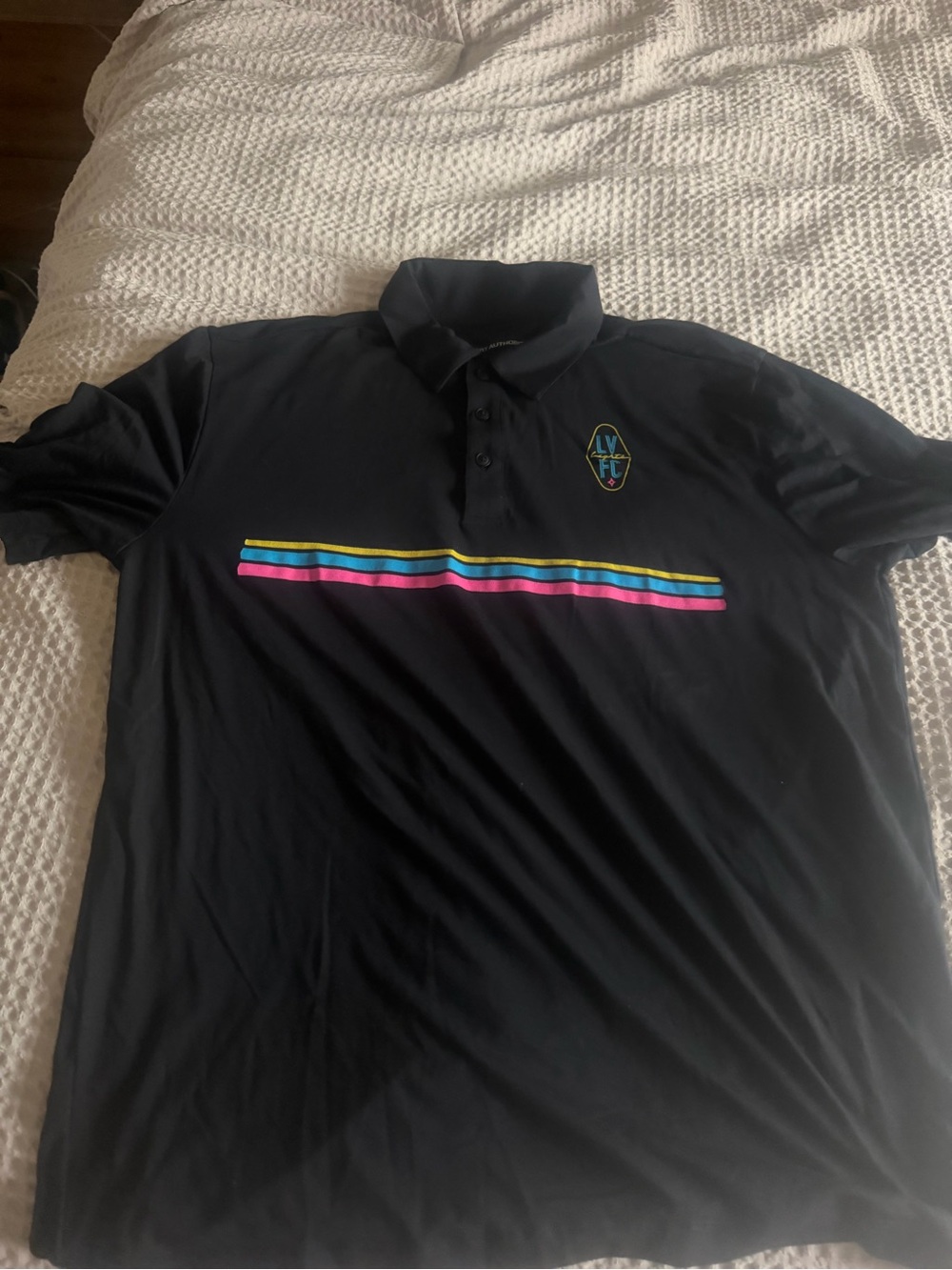Las Vegas Lights FC Black Polo Shirt with Multicolor Stripes
